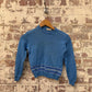 1940s 1950s Blue Wool Knitted Patterned Jumper