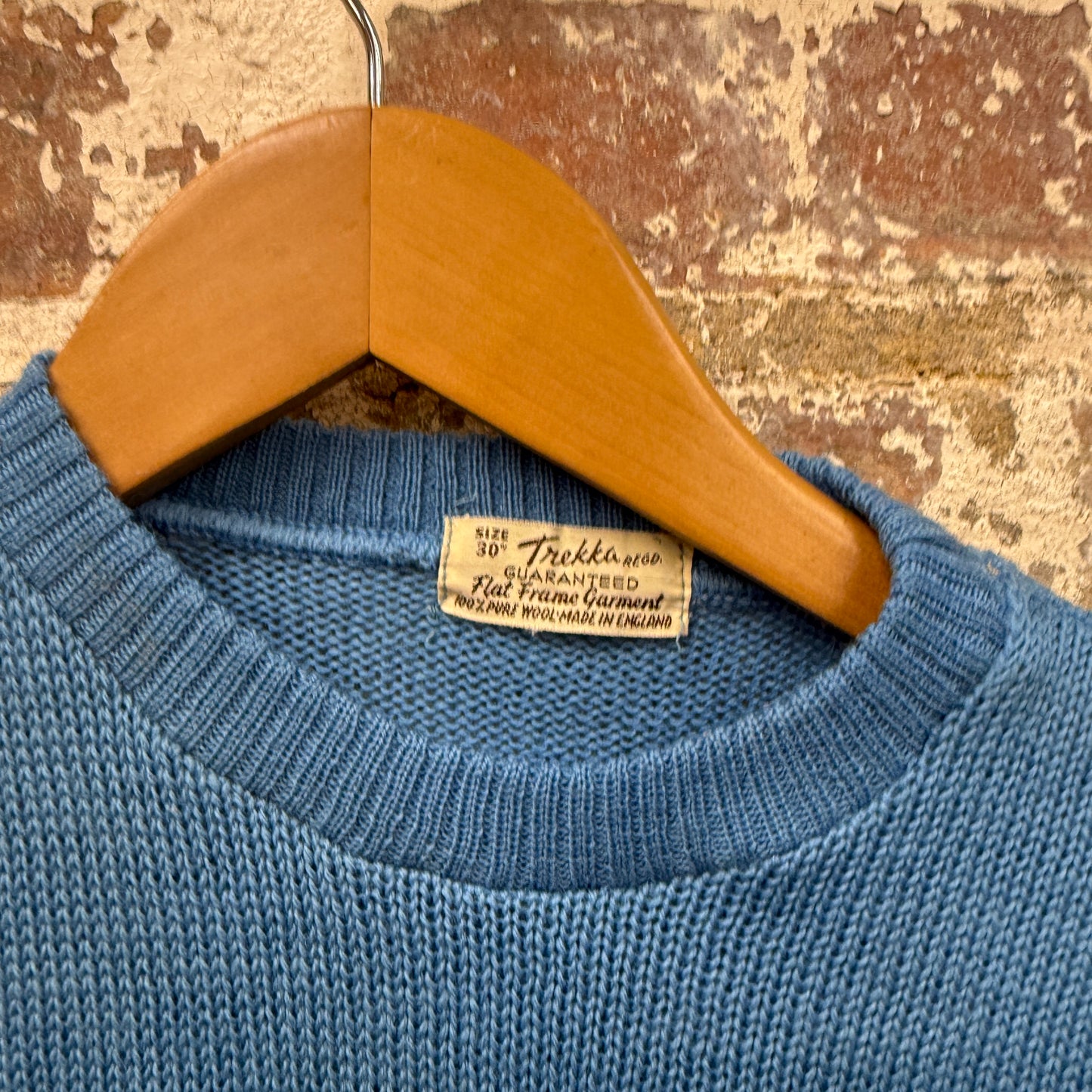 1940s 1950s Blue Wool Knitted Patterned Jumper