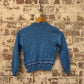 1940s 1950s Blue Wool Knitted Patterned Jumper