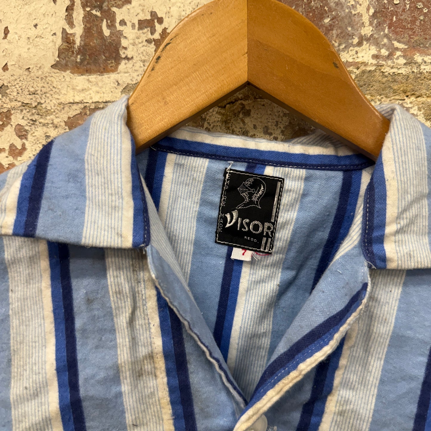 1960s Blue Striped British Pyjama Shirt