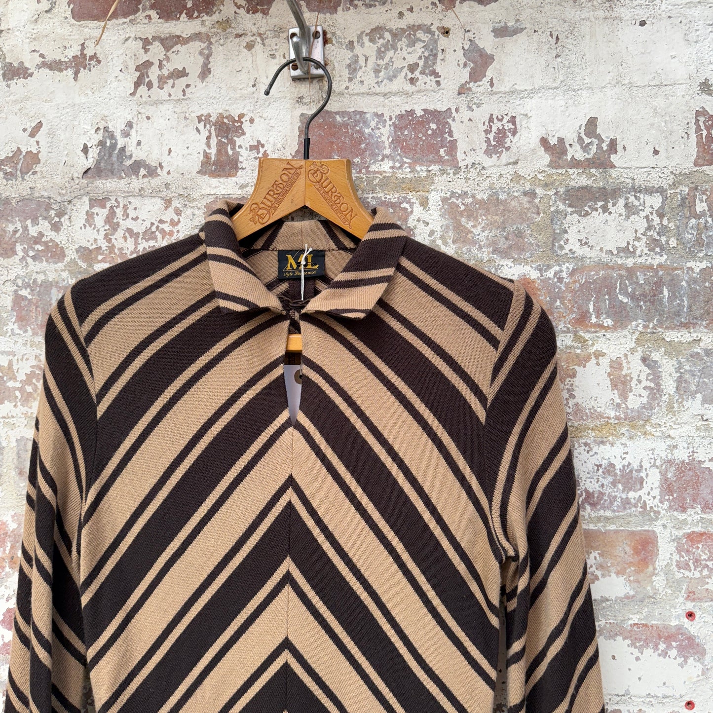1970s Brown Striped Italian Dress
