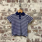 1980s Striped Towelling Polo Shirt Top