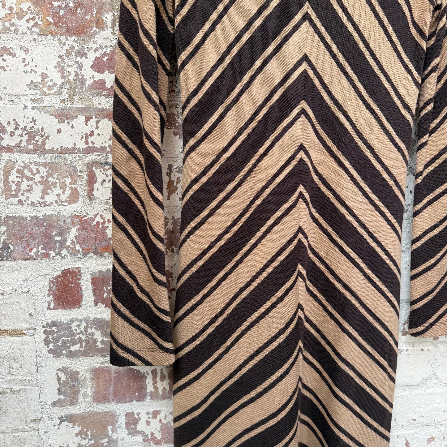 1970s Brown Striped Italian Dress