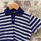 1980s Striped Towelling Polo Shirt Top