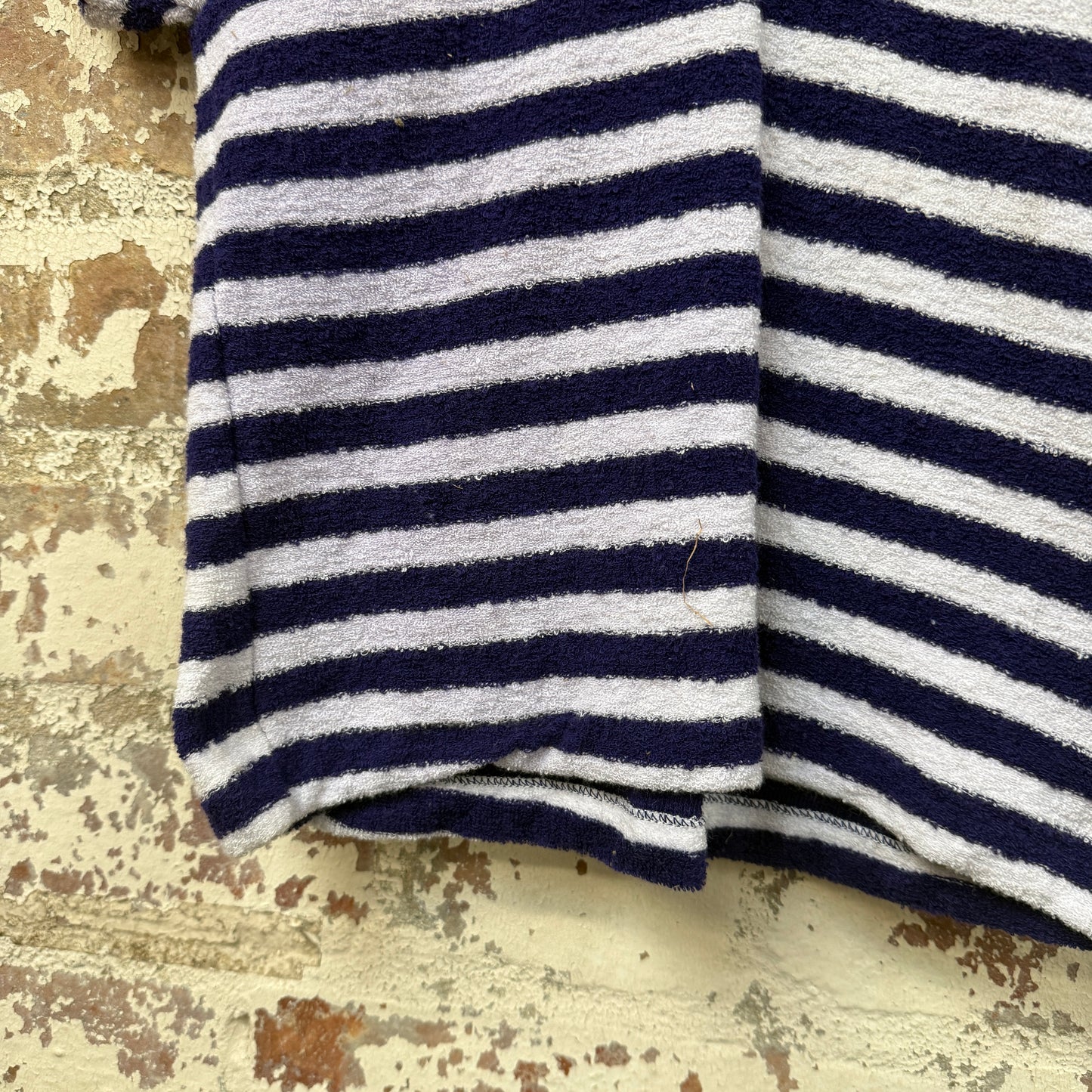 1980s Striped Towelling Polo Shirt Top