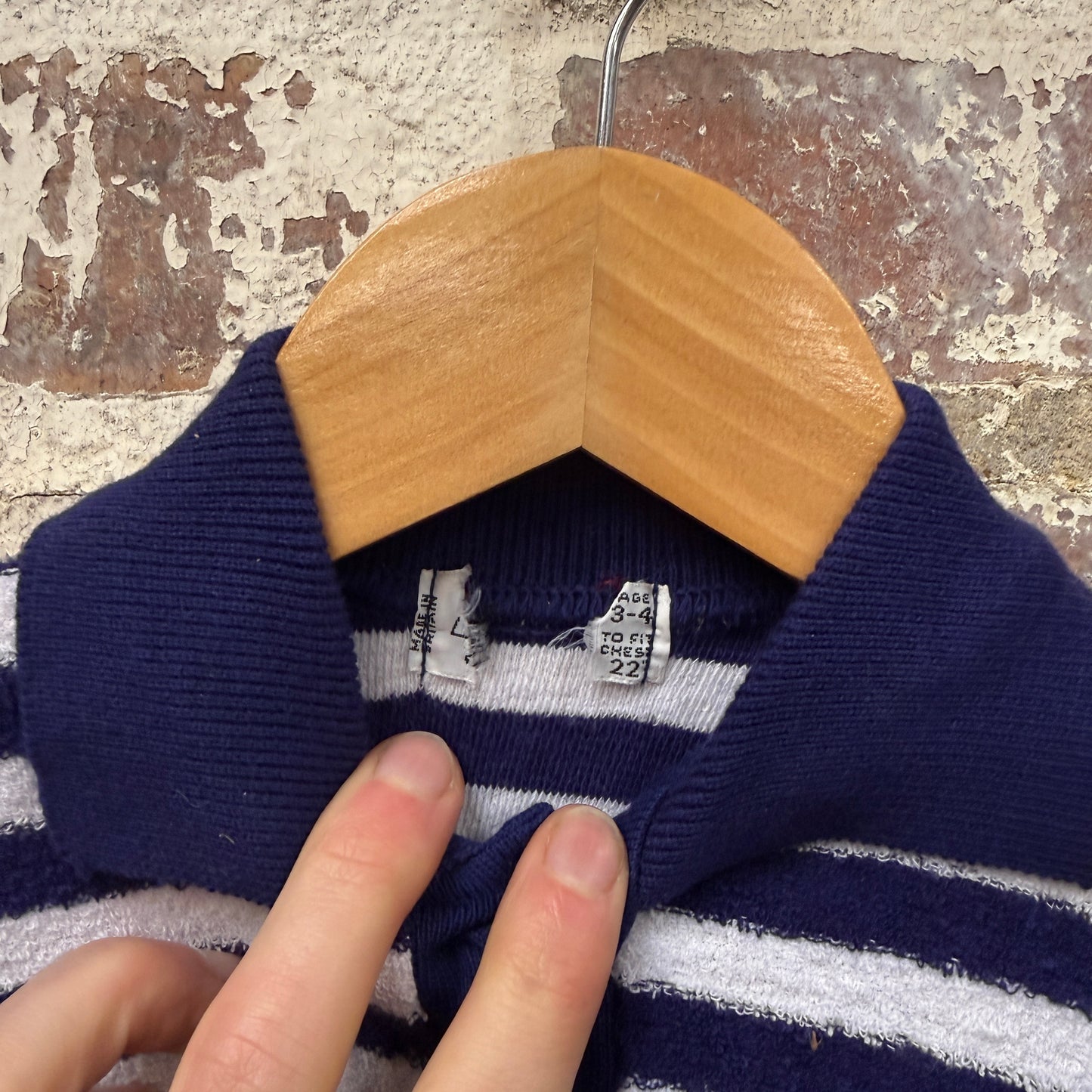 1980s Striped Towelling Polo Shirt Top