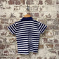1980s Striped Towelling Polo Shirt Top