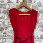 1950s 1960s Red Crushed Velvet Belted Dress