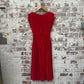 1950s 1960s Red Crushed Velvet Belted Dress