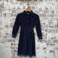 1970s Navy Corduroy Printed Dress