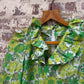 1970s Green Cotton Printed Long Dress
