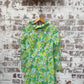 1970s Green Cotton Printed Long Dress