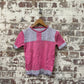 1970s Pink Knitted Striped Cotton Top