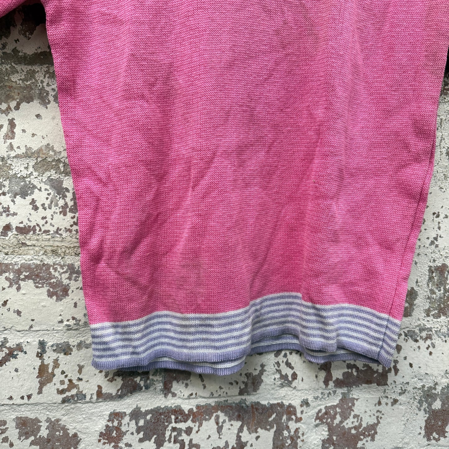 1970s Pink Knitted Striped Cotton Top