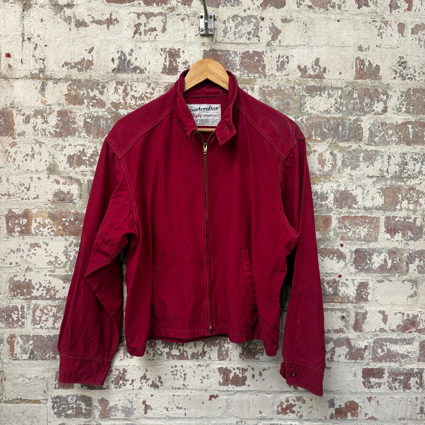 1960s Red Cotton rayon Golf Harrington Jacket