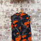 1970s Orange and Black Print Cotton Dress
