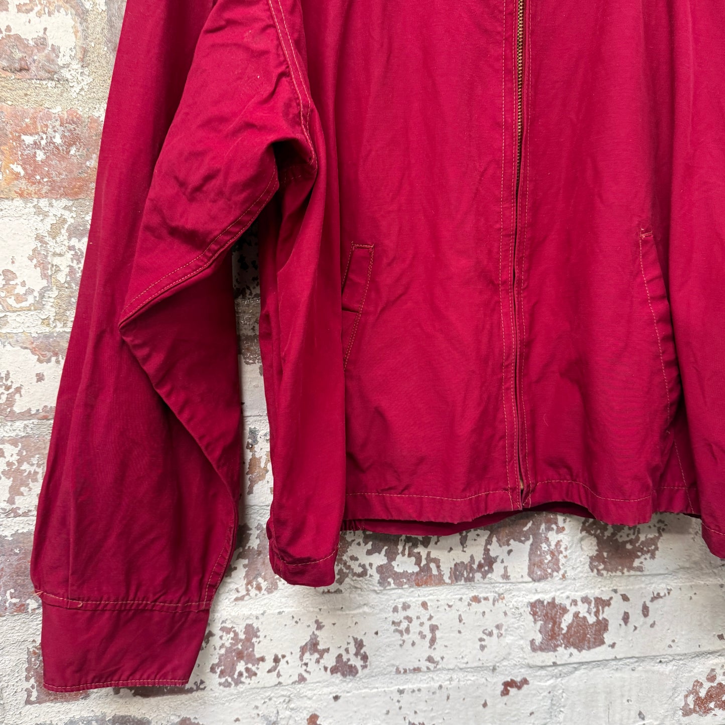 1960s Red Cotton rayon Golf Harrington Jacket