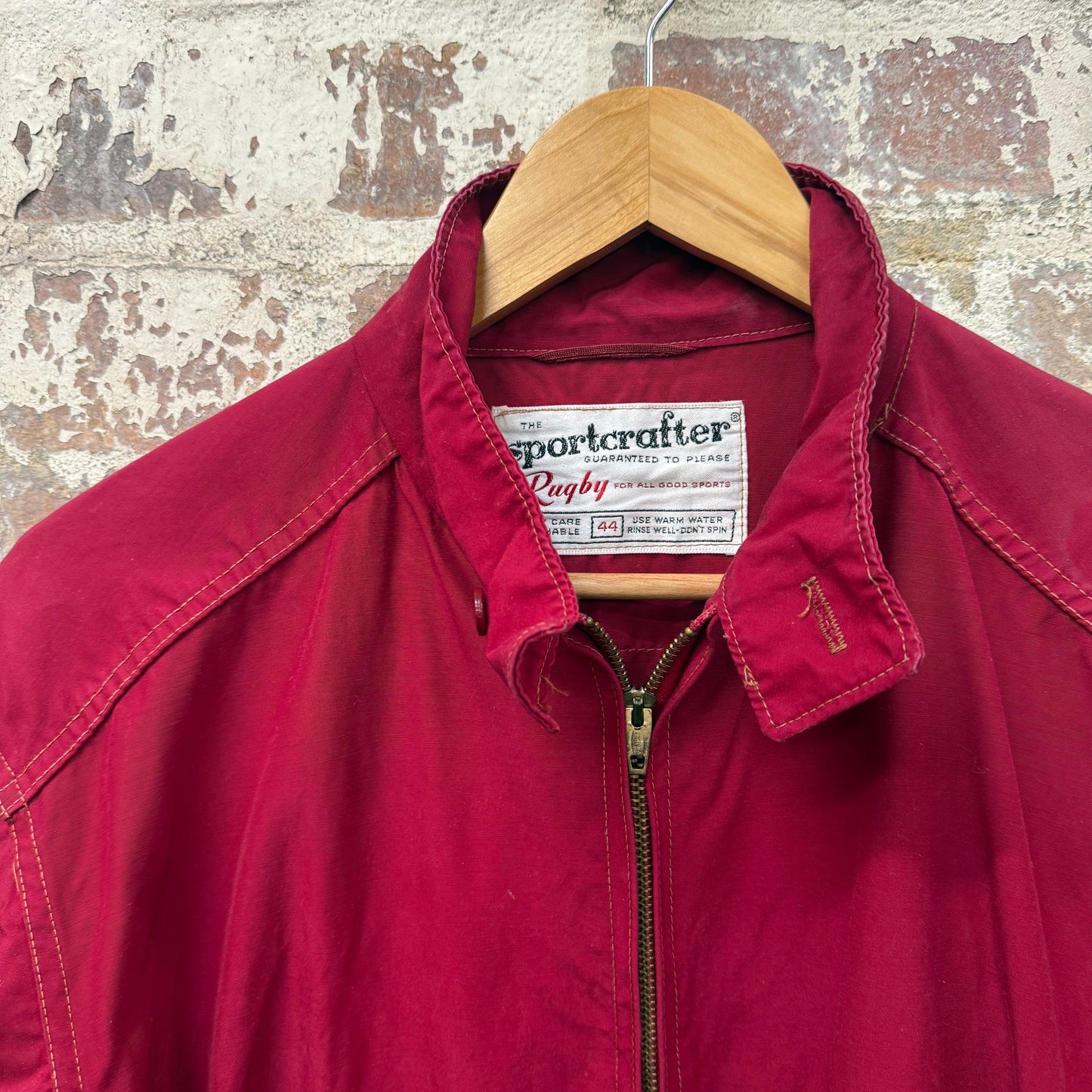 1960s Red Cotton rayon Golf Harrington Jacket