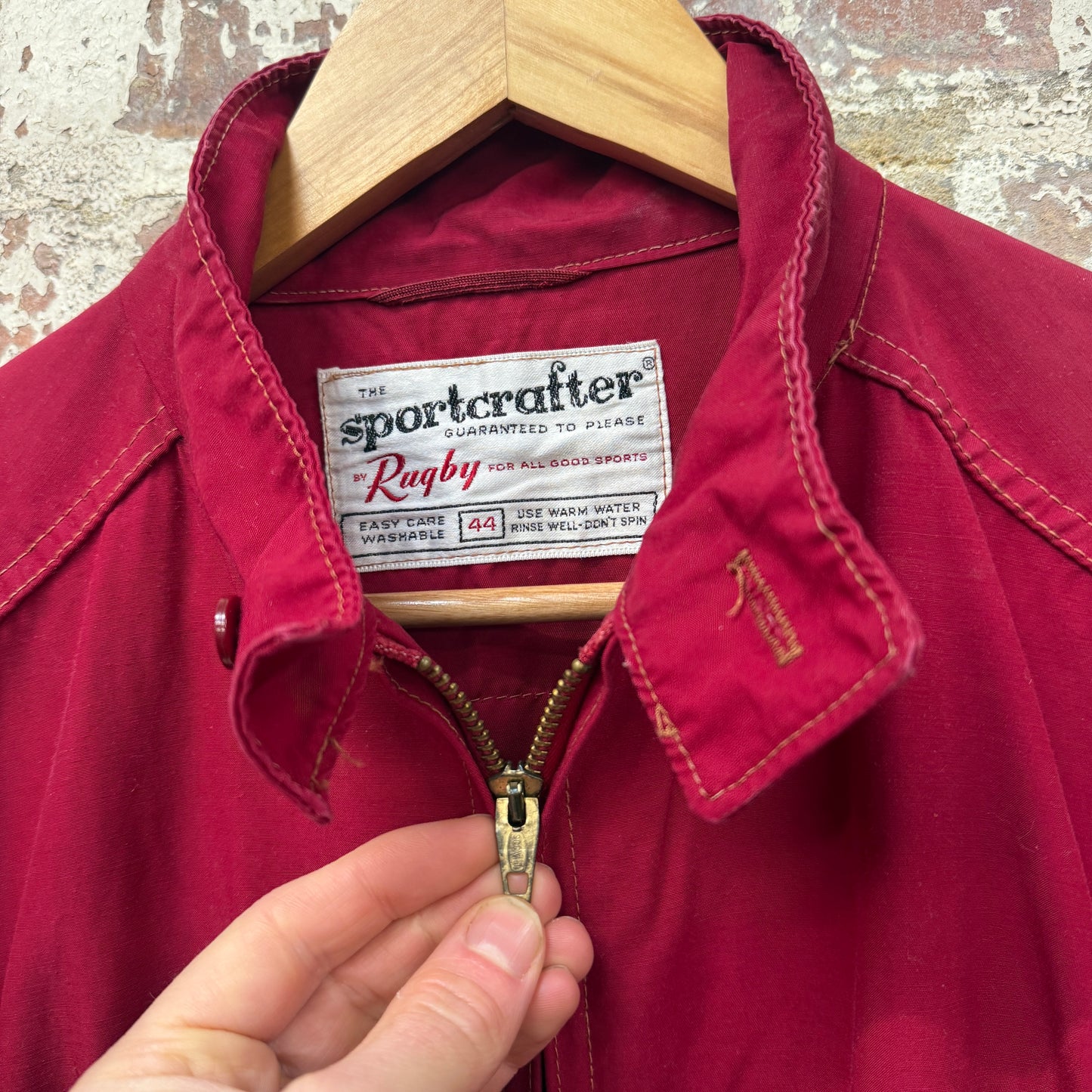 1960s Red Cotton rayon Golf Harrington Jacket