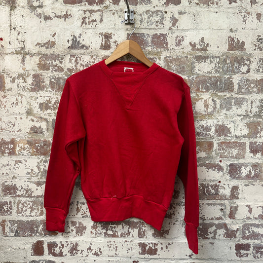 RARE 1950s 1960s Red British Single V Blank Sweatshirt