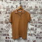 1960s British Timex Mustard Patterned Leisure Polo Shirt Top