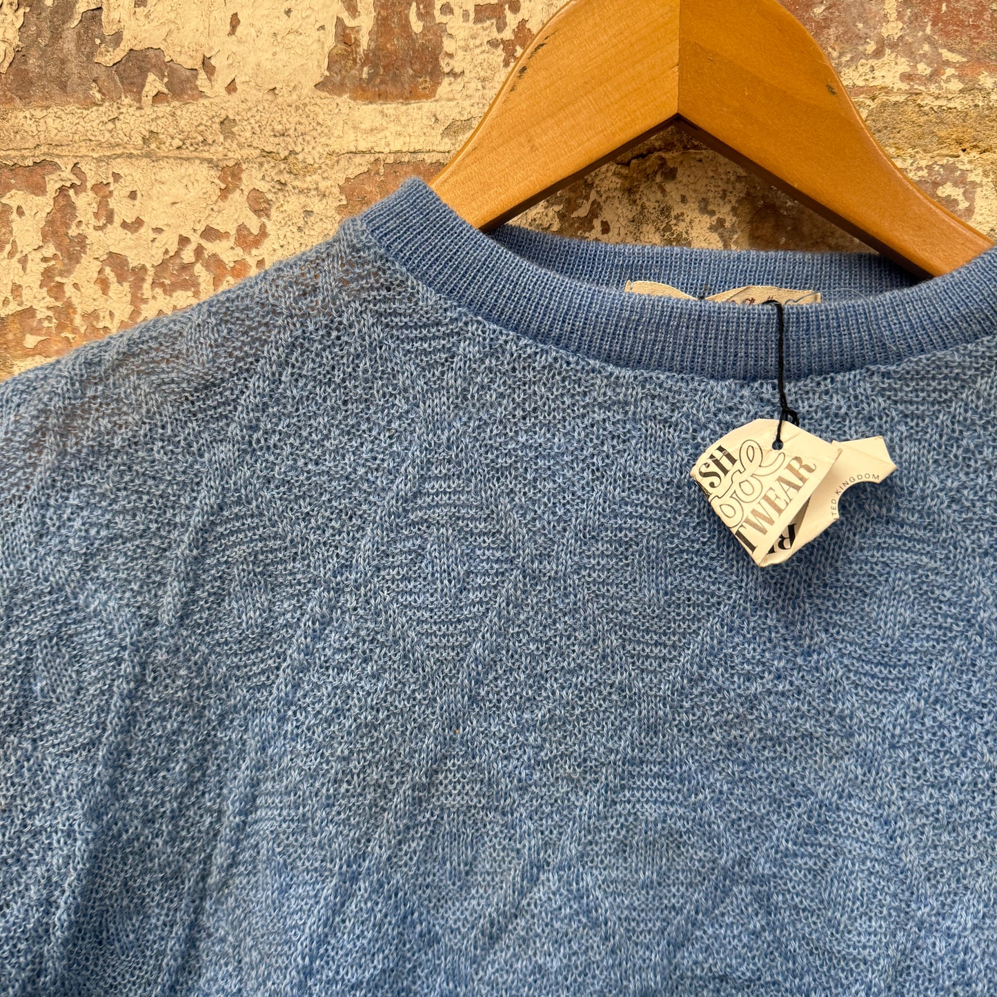 1950s Blue Wool Patterned Knitted Jumper