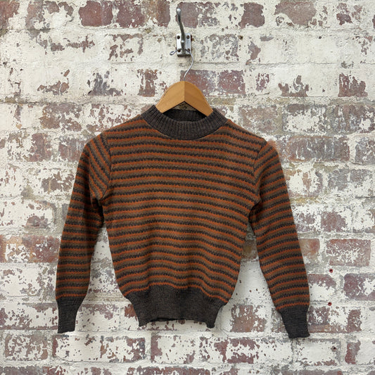 1970s Brown Striped Knitted Jumper
