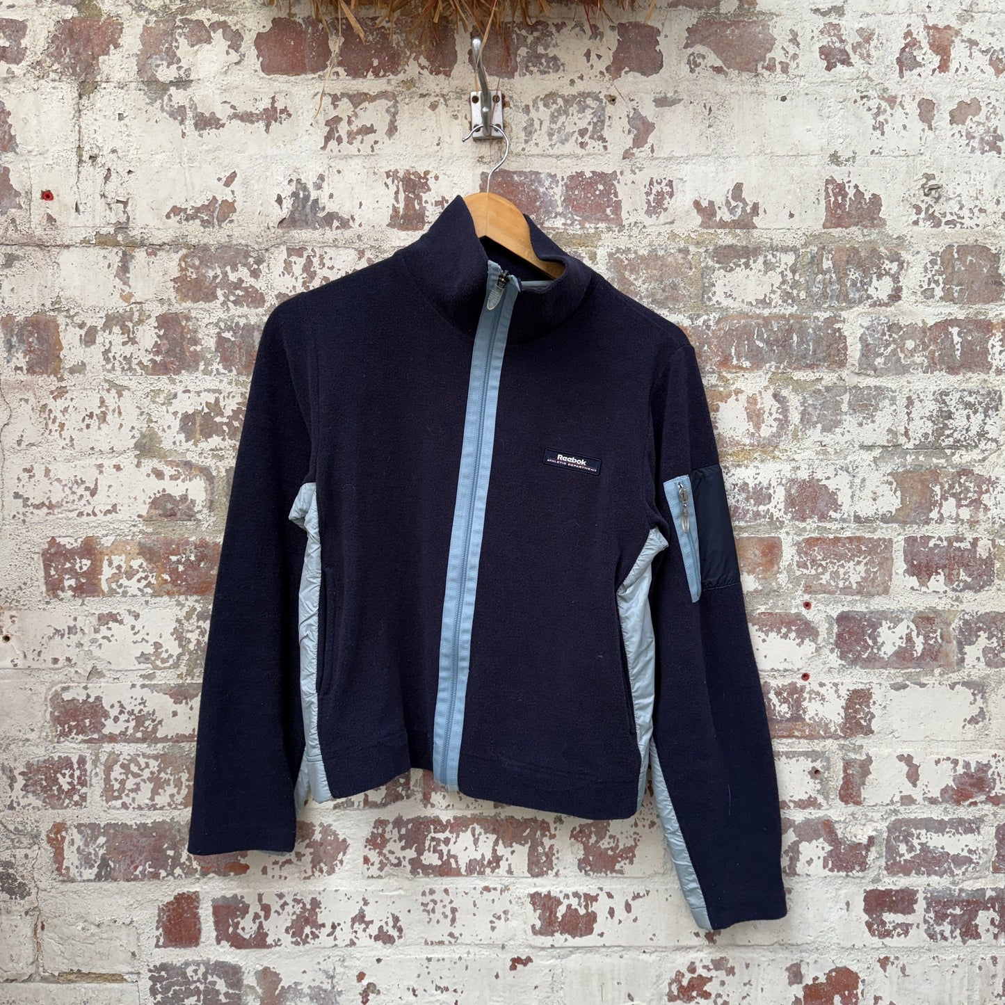 1990s Navy Reebok Zip Up Fleece Jumper