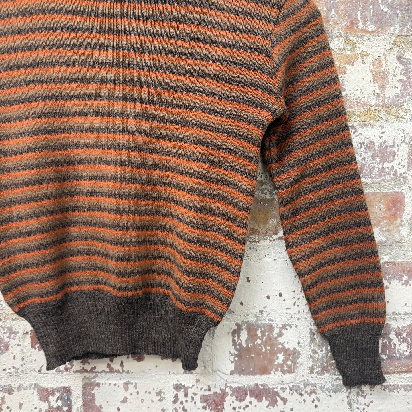 1970s Brown Striped Knitted Jumper