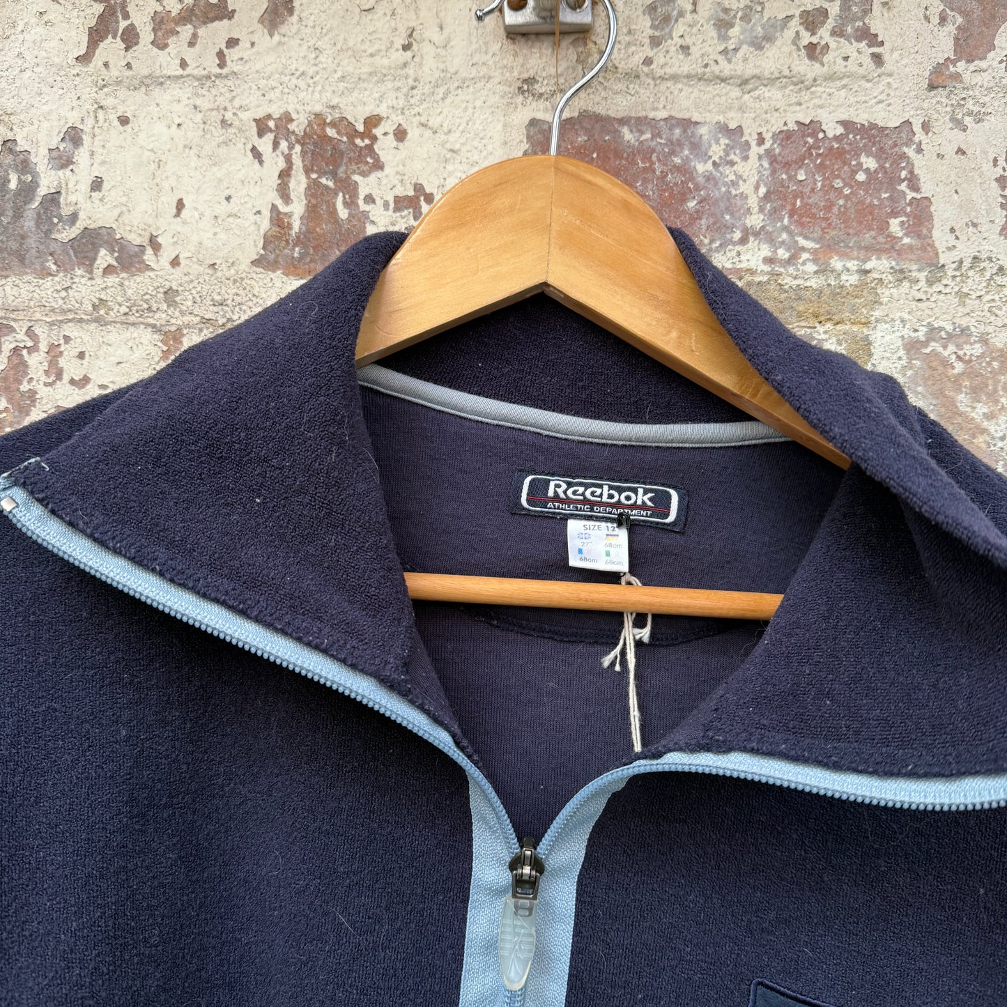 1990s Navy Reebok Zip Up Fleece Jumper