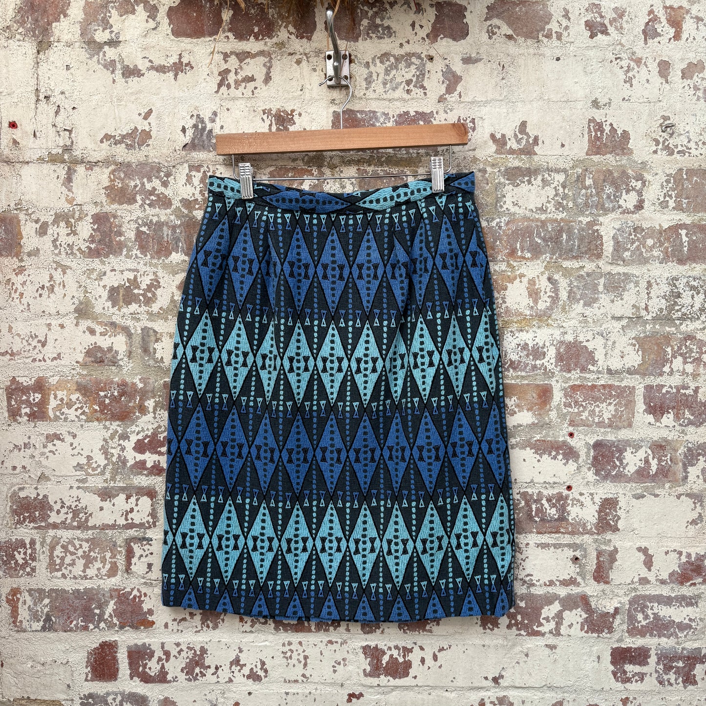 1970s Blue Aztec Skirt