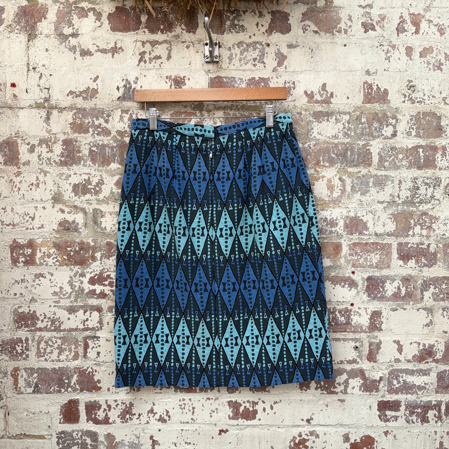 1970s Blue Aztec Skirt