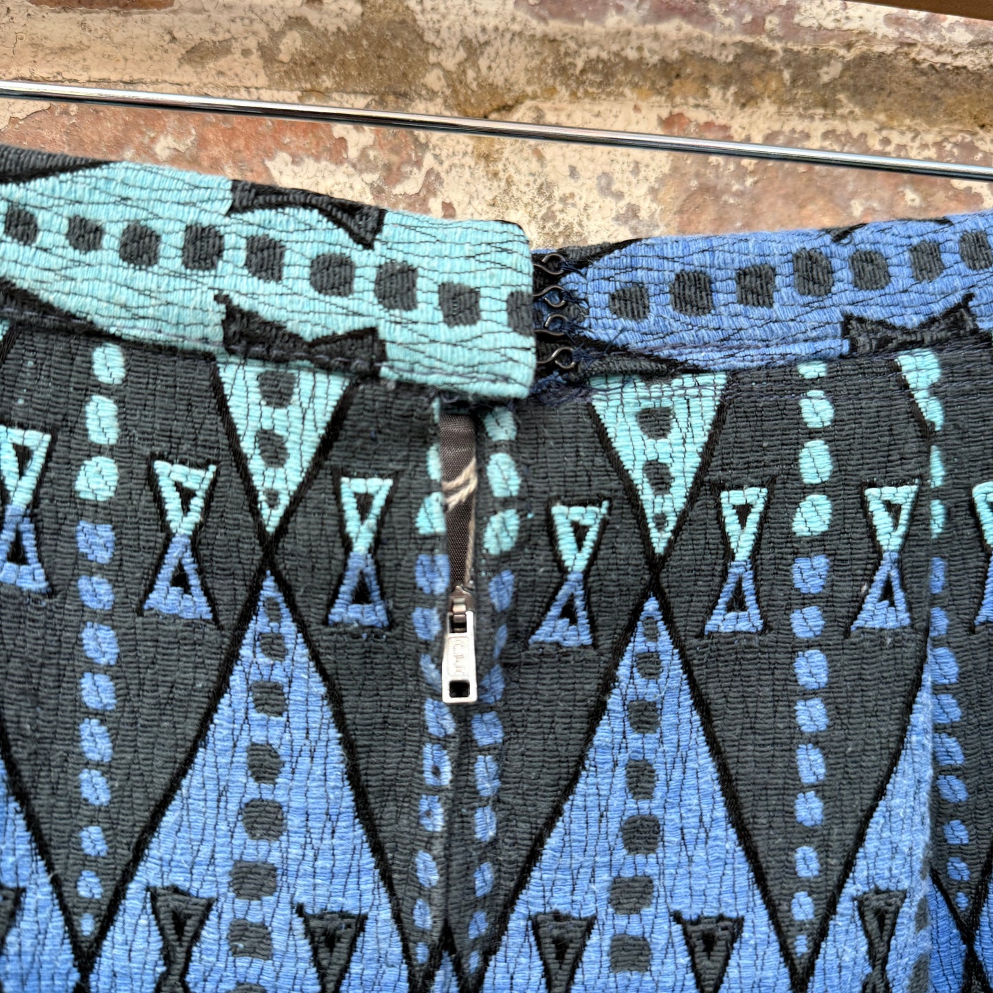 1970s Blue Aztec Skirt