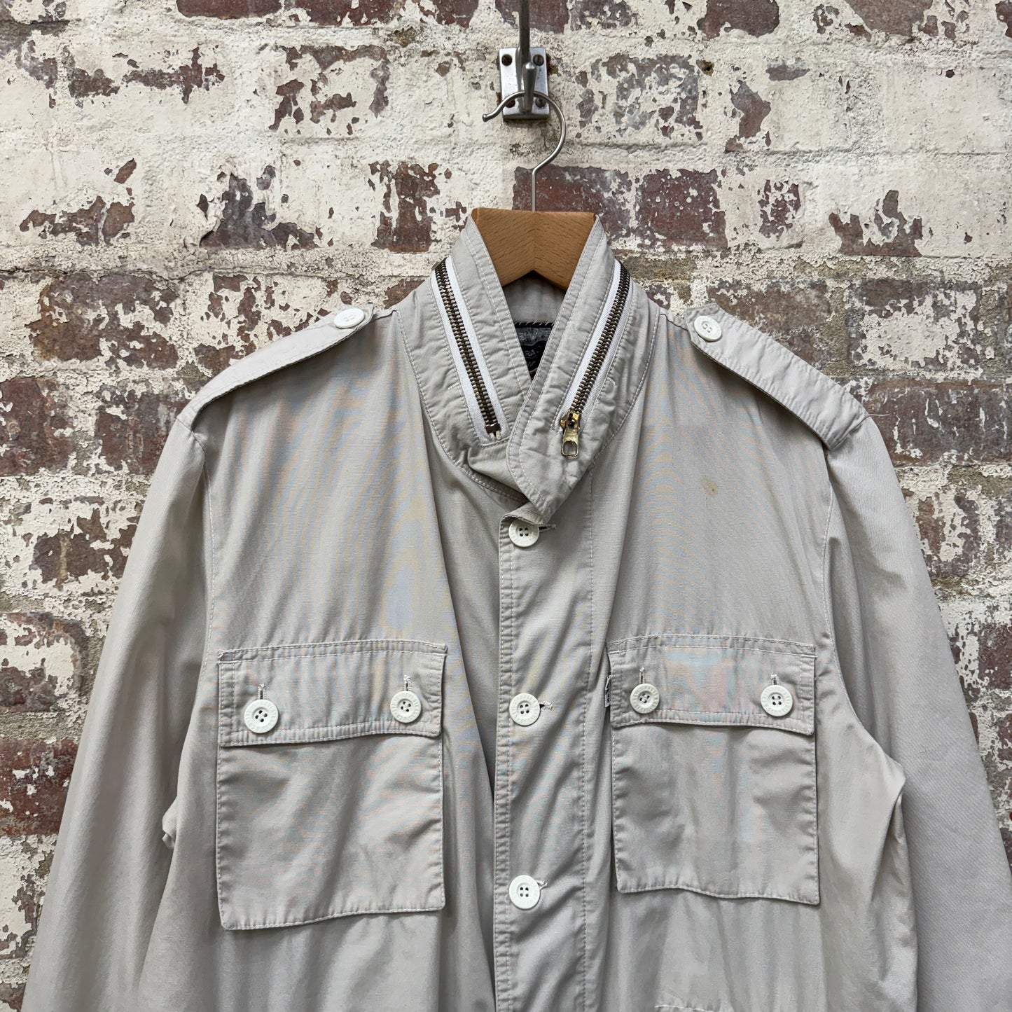 1980s Light Grey Levi's Military Style Jacket