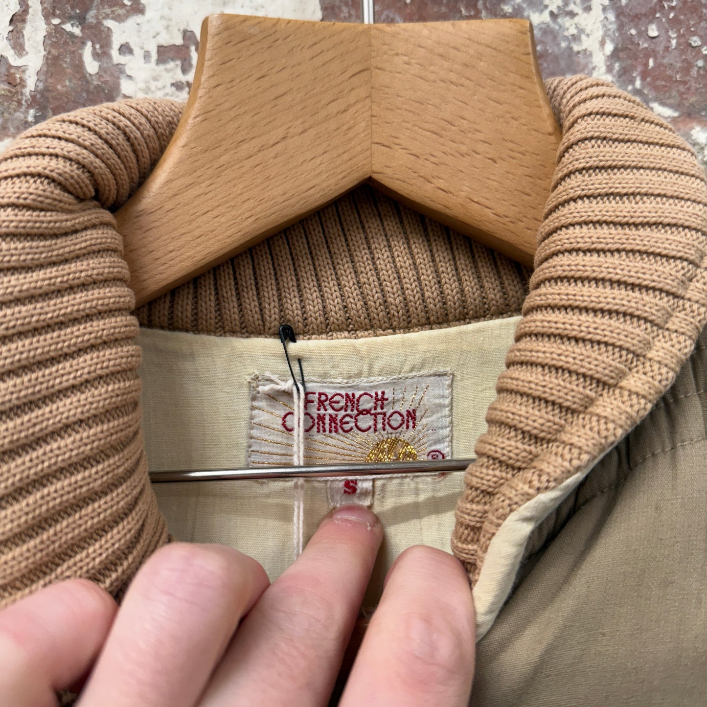 1970s Beige French Connection Padded Long Jacket
