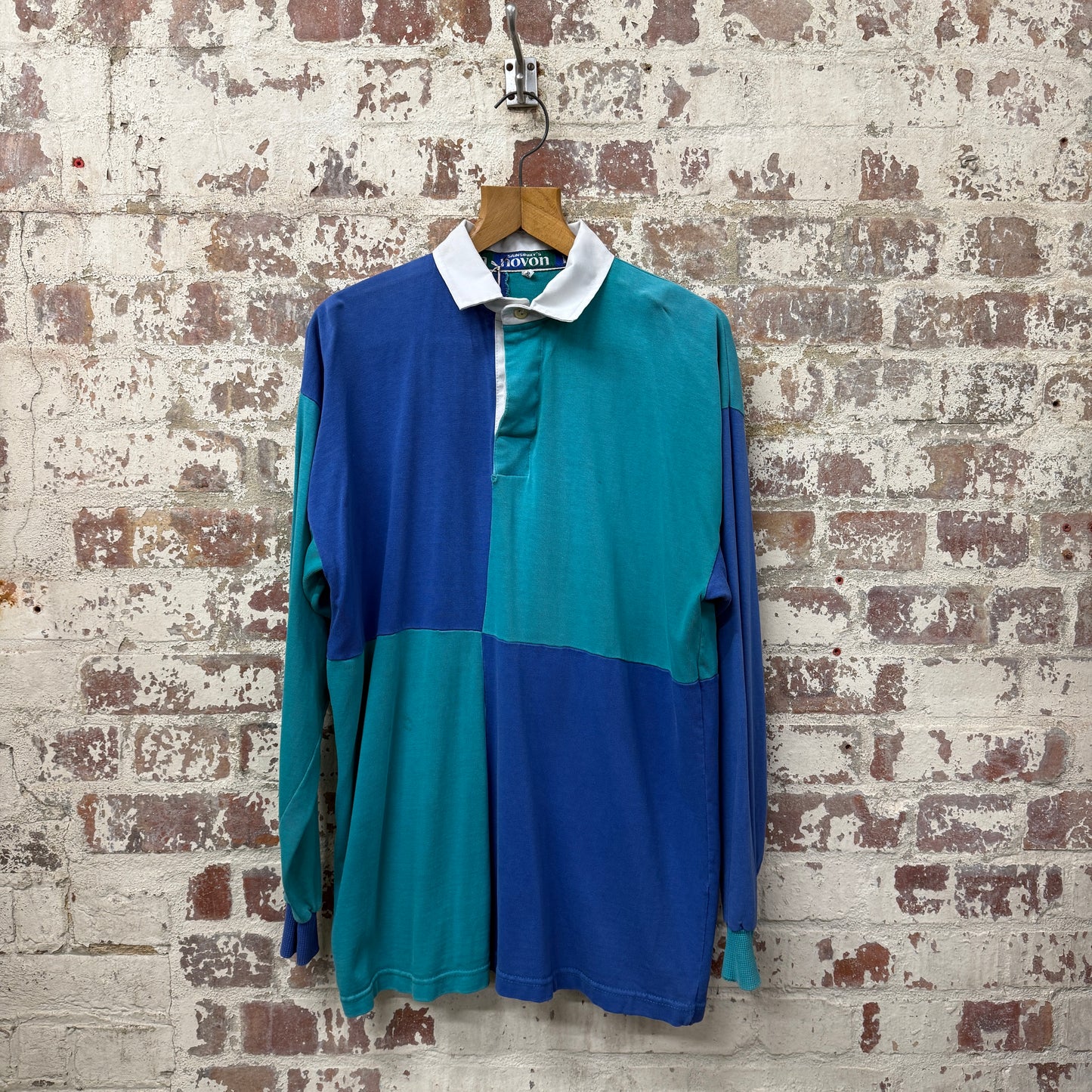 1990s Turquoise Blue Sainsburys Rugby Top