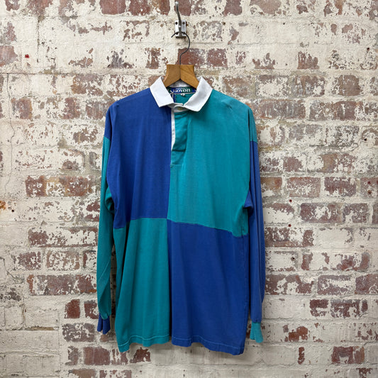 1990s Turquoise Blue Sainsburys Rugby Top