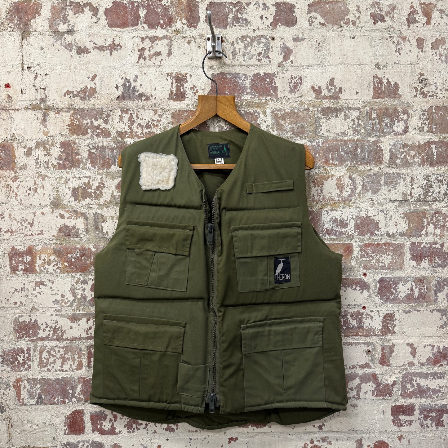 1970s Green British Padded Fishing Gilet Jacket