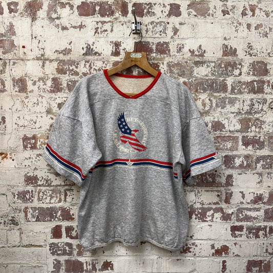 1980s Grey Oversized Short Sleeved Sweatshirt