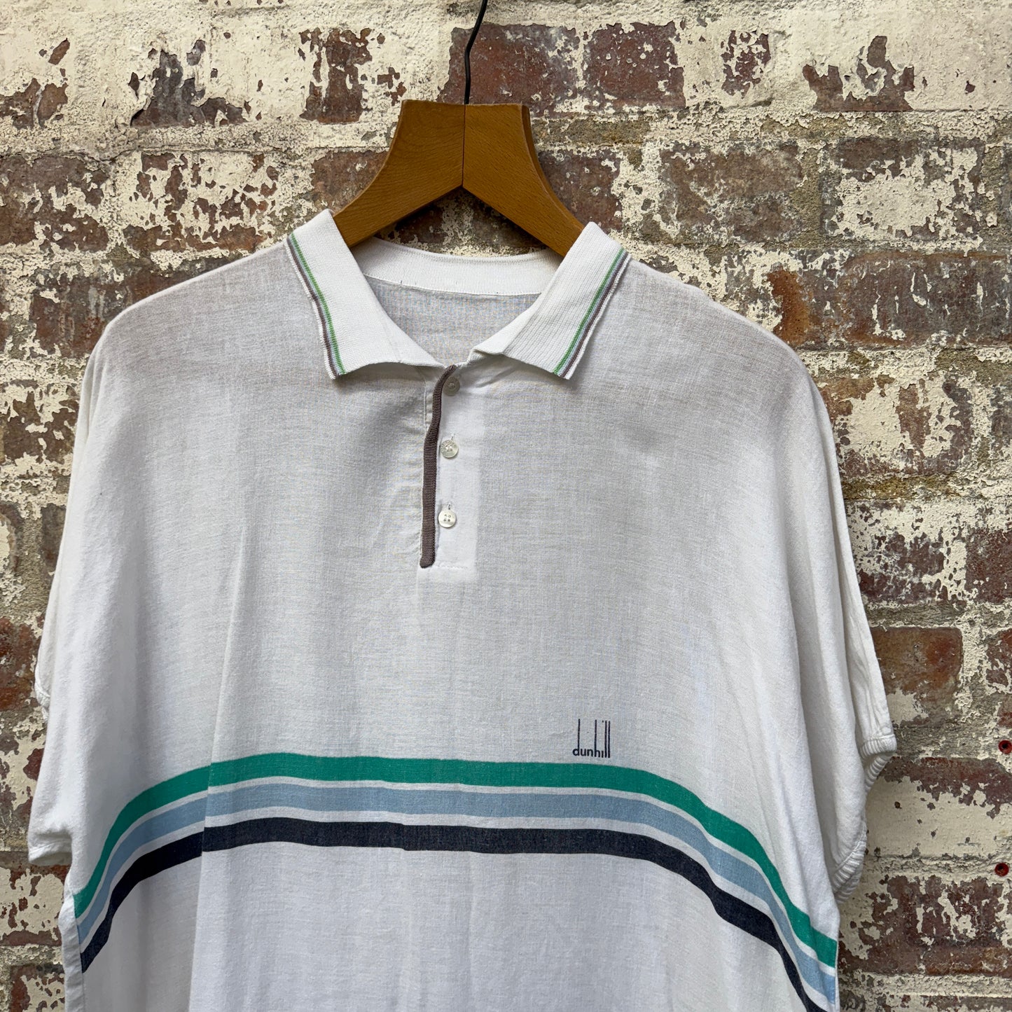 1970s White Dunhill Polo Shirt Top