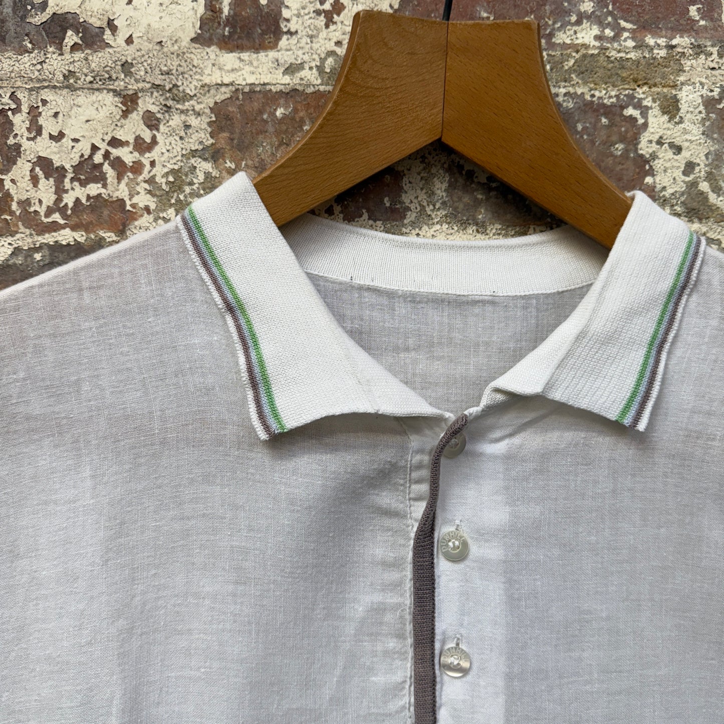1970s White Dunhill Polo Shirt Top