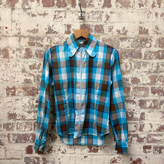 1970s Blue Checkered Zip Up Jacket