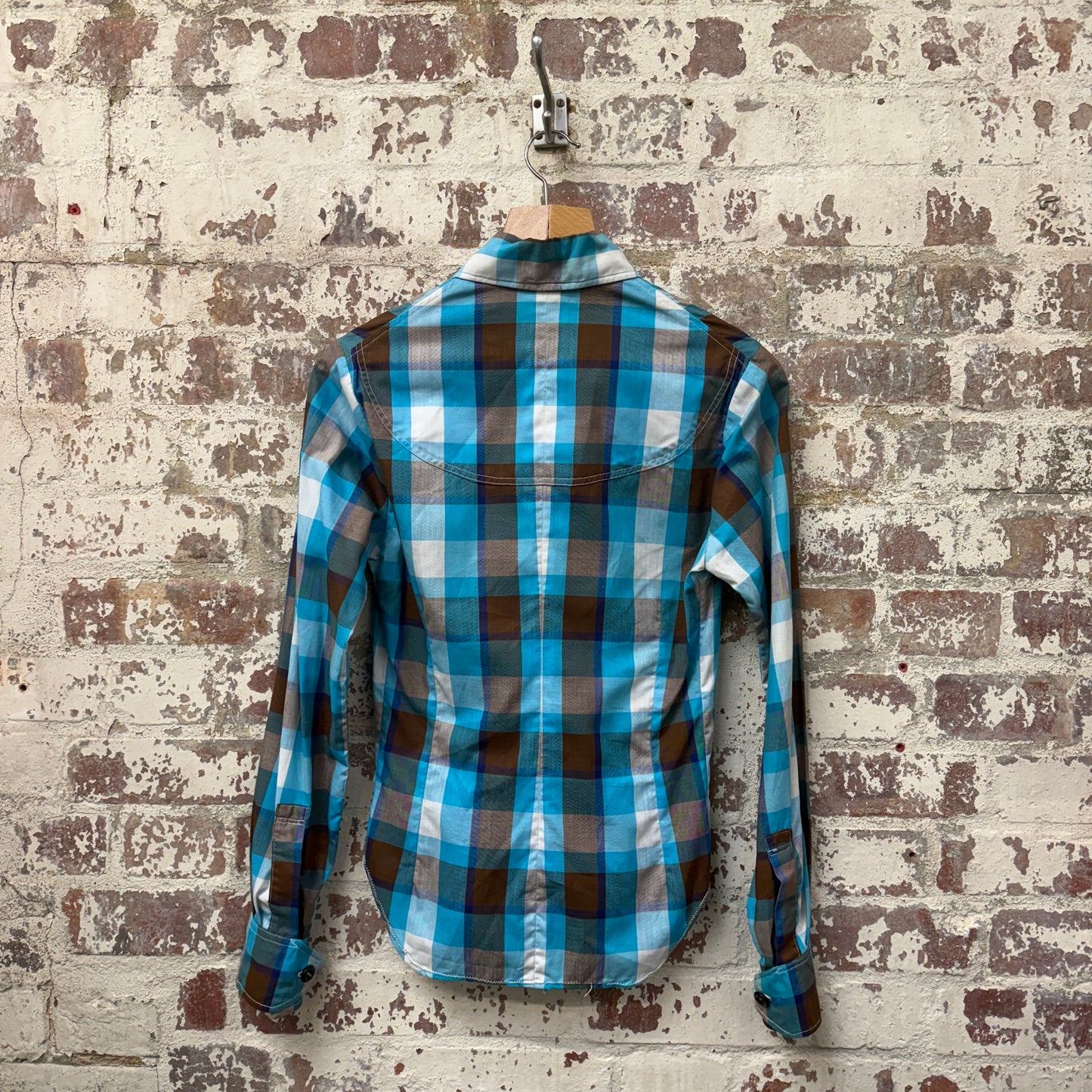 1970s Blue Checkered Zip Up Jacket