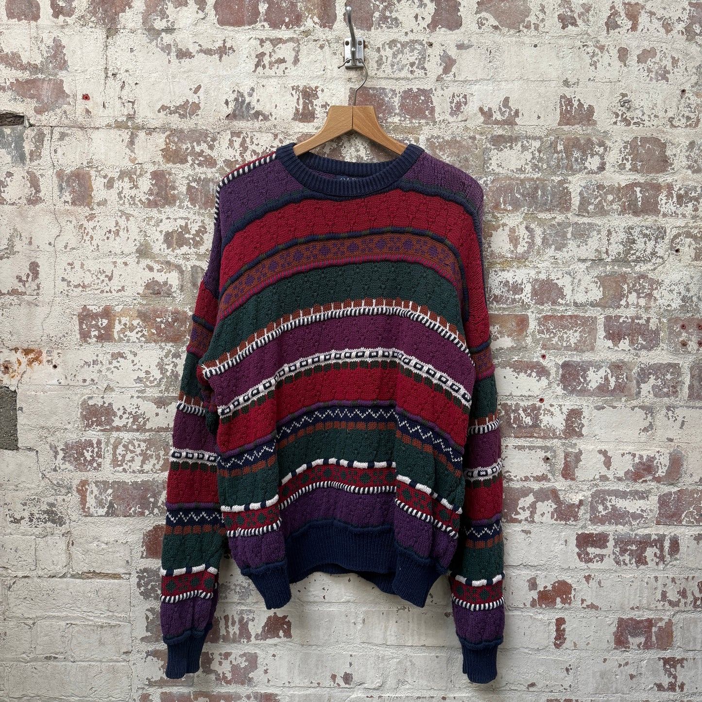 1990s Coogi Style Multicoloured Knitted Jumper