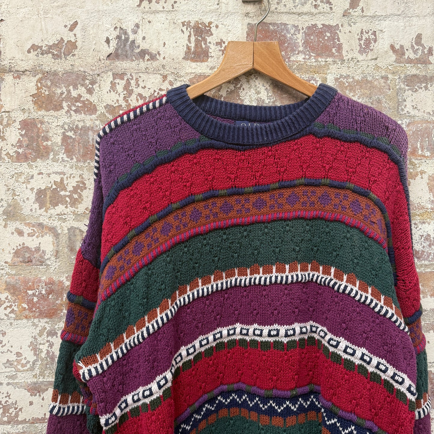 1990s Coogi Style Multicoloured Knitted Jumper