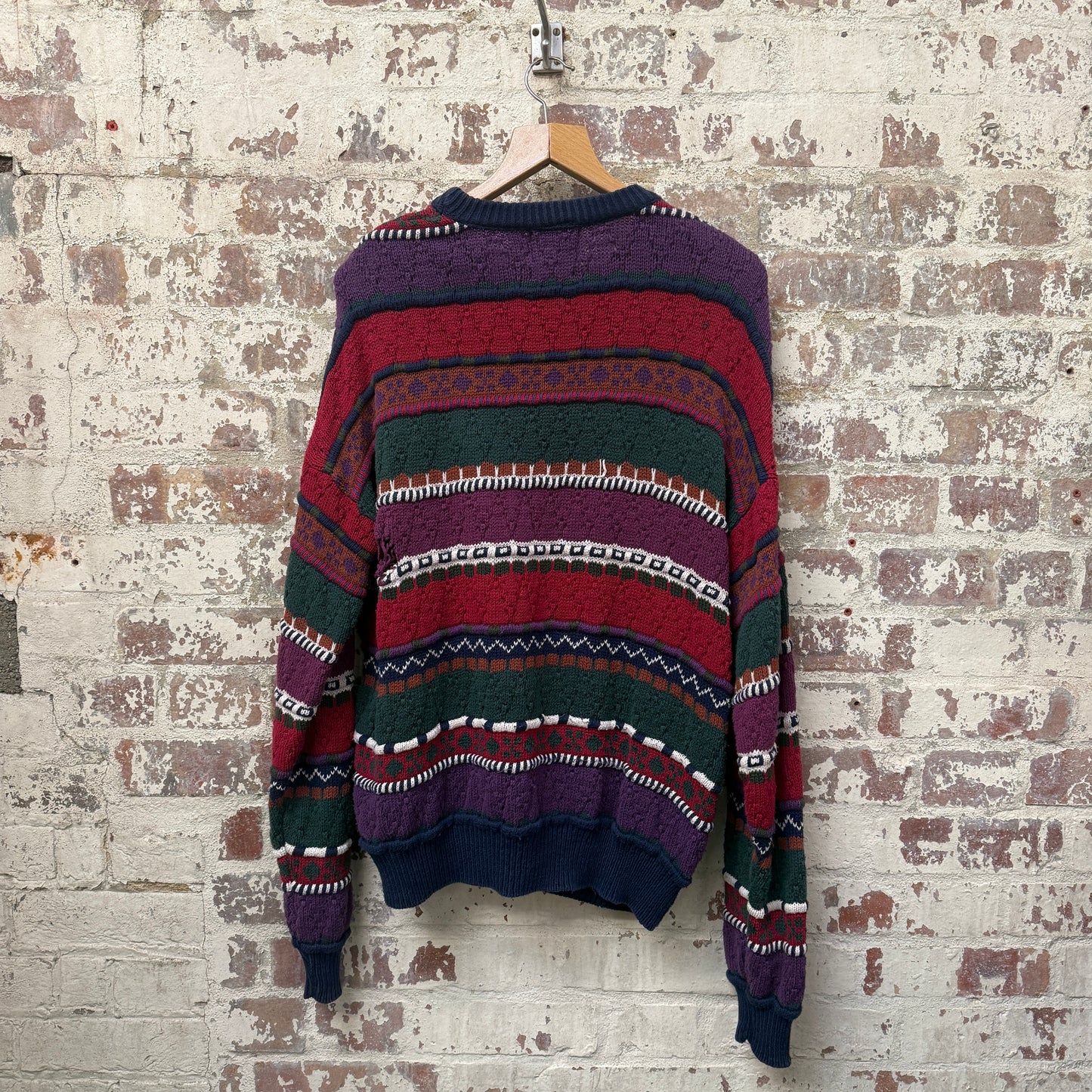 1990s Coogi Style Multicoloured Knitted Jumper