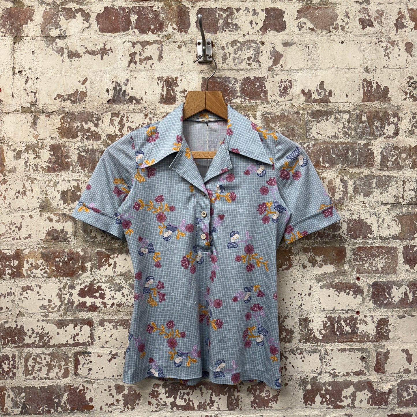 1970s Graphic Print Collared Shirt