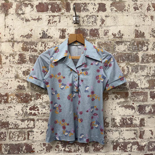1970s Graphic Print Collared Shirt