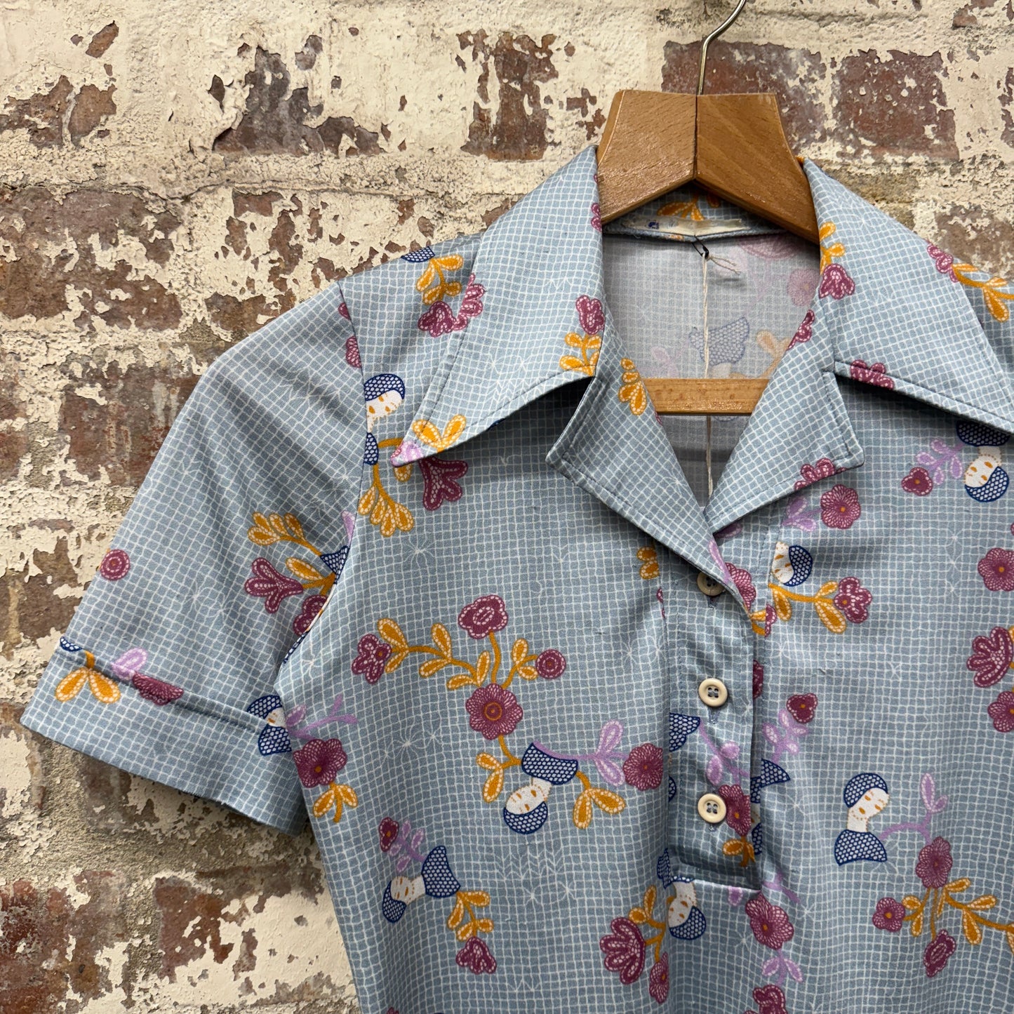 1970s Graphic Print Collared Shirt