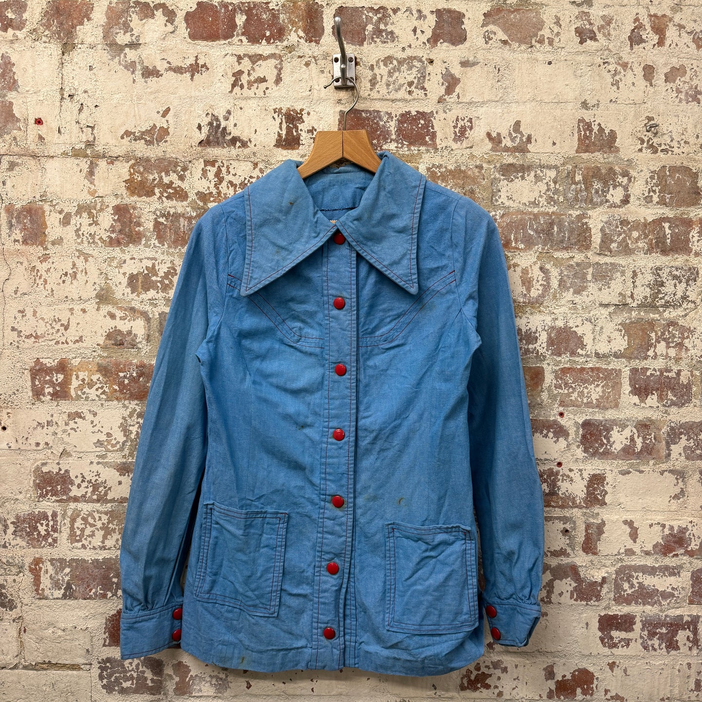 1970s Blue Cotton "Collar' Jacket